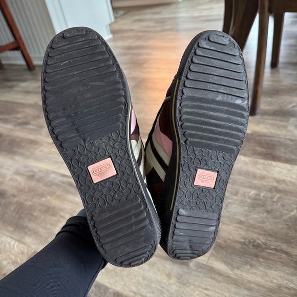 Coach Nia Wedge Sneakers with a silk patch logo in brown and pink tones - Y2K - Picture 11 of 12